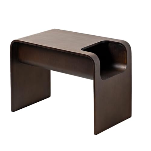 BIZTTLOG Stabiler C-förmiger Ablagetisch - Moderner Beistelltisch aus Holz mit unterer Ablage, kompakter Nachttisch for kleine Räume, Wohnzimmer/Balkon, DREI Farben erhältlich(Brown) von BIZTTLOG