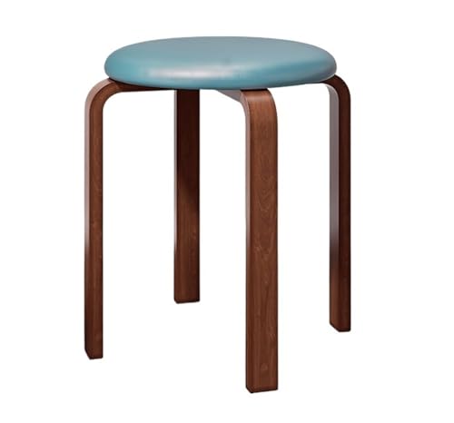 BIZTTLOG Stapelbarer Hocker aus Massivholz mit gepolsterter Sitzfläche – 13 Zoll großer runder Stoffhocker for Küchentheken, Esstische, Eingangsbereiche – in Mehreren Farben erhältlich(Blue2) von BIZTTLOG