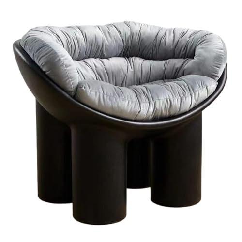 BIZTTLOG Wohnzimmer- und Balkonstuhl im modernen Stil, bequemer Loungesessel for drinnen und draußen, Designer-Einzelhocker mit Kissen, 9 Farben erhältlich(Black1,Small+Cushion) von BIZTTLOG