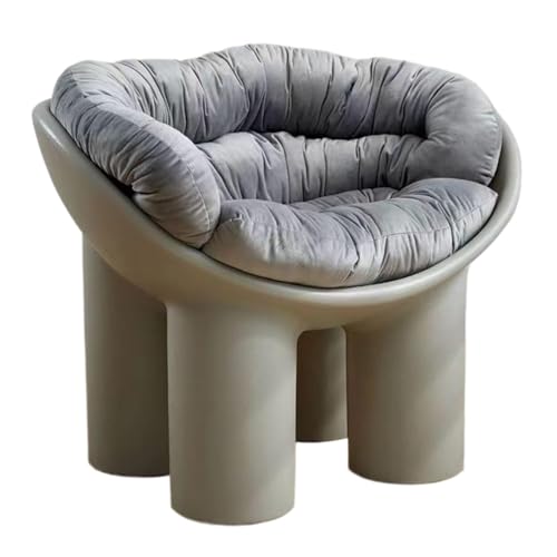 BIZTTLOG Wohnzimmer- und Balkonstuhl im modernen Stil, bequemer Loungesessel for drinnen und draußen, Designer-Einzelhocker mit Kissen, 9 Farben erhältlich(Gray1,Small+Cushion) von BIZTTLOG