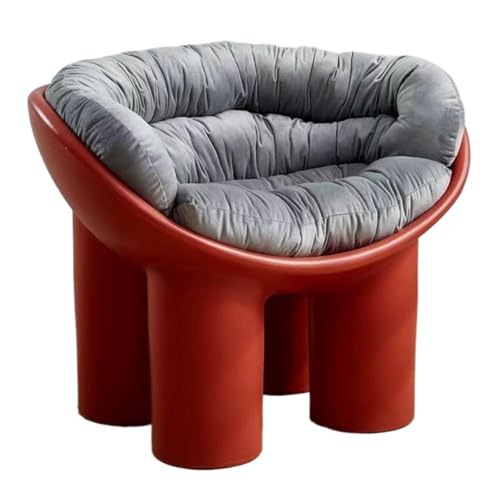 BIZTTLOG Wohnzimmer- und Balkonstuhl im modernen Stil, bequemer Loungesessel for drinnen und draußen, Designer-Einzelhocker mit Kissen, 9 Farben erhältlich(Red1,Small+Cushion) von BIZTTLOG