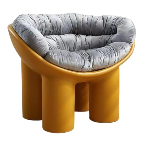 BIZTTLOG Wohnzimmer- und Balkonstuhl im modernen Stil, bequemer Loungesessel for drinnen und draußen, Designer-Einzelhocker mit Kissen, 9 Farben erhältlich(Turmeric1,Large+Cushion) von BIZTTLOG