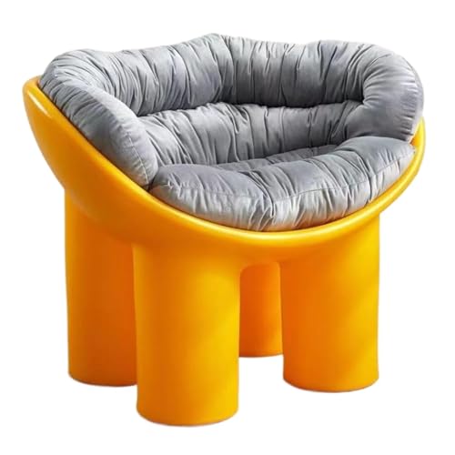 BIZTTLOG Wohnzimmer- und Balkonstuhl im modernen Stil, bequemer Loungesessel for drinnen und draußen, Designer-Einzelhocker mit Kissen, 9 Farben erhältlich(Yellow1,Small+Cushion) von BIZTTLOG