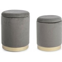 2er-Set Poufs aus Samt mit Behälter Grau polina 2er-Set Poufs aus Samt mit Behälter Grau polina von ARCOTEC
