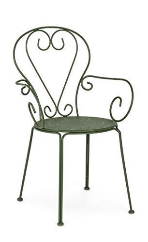 Bizzotto Gartenstuhl aus Metall, Gestell aus Stahl für Außenmöbel, stapelbar Etienne (Grün) von BIZZOTTO