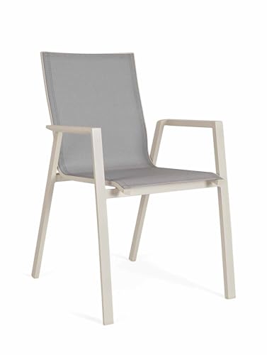 Bizzotto KRION Pelican Stuhl mit Armlehnen aus Aluminium und Textilene für Garten und Veranda von BIZZOTTO