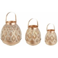 Bizzotto - Kit mit 3 Laternen 'Namid' aus champagnerfarbenem und Metall für den Innen- und Außenbereich Bizzotto - Kit mit 3 Laternen 'Namid' aus champagnerfarbenem und Metall für den Innen- und Außenbereich von BIZZOTTO