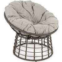 Wiegenförmiger Sessel Molly in Rattan mit Kissen für Garten und Veranda -Grau von BIZZOTTO