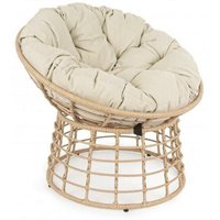 Wiegenförmiger Sessel Molly in Rattan mit Kissen für Garten und Veranda -Natürlich von BIZZOTTO