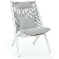 Gepolsterter Lounge-Sessel Aloha aus Aluminium für Garten und Terrasse -Weiss von BIZZOTTO