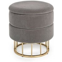 Hocker mit goldener Metallstruktur und grauem Samt Hocker mit goldener Metallstruktur und grauem Samt von BIZZOTTO