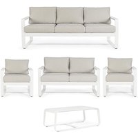 Lounge Set 'Merrigan' mit Kissen aus lackiertem Aluminium für Garten und Terrasse -Merrigan Deluxe Lounge Set / Weiss Lounge Set 'Merrigan' mit Kissen aus lackiertem Aluminium für Garten und Terrasse -Merrigan Deluxe Lounge Set / Weiss von BIZZOTTO