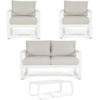 Lounge Set "Merrigan" mit Kissen aus lackiertem Aluminium für Garten und Terrasse -Merrigan Lounge Set / Weiß von BIZZOTTO