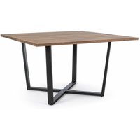 Moderner quadratischer Tisch Helsinki aus schwarz lackiertem Stahl und Holzlatten 130 cm von BIZZOTTO