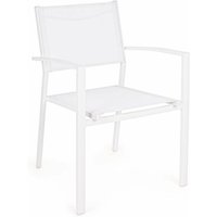 Sessel Hilde Struktur aus lackiertem Aluminium und Texilene für Garten und Veranda -Weiß / Packung mit 4 Stück von BIZZOTTO