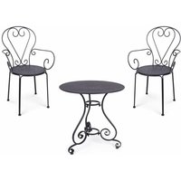 Set 'Etienne' Runder Couchtisch mit farbigen Sesseln aus pulverbeschichtetem Stahl für Garten und Bar in matter Ausführung -Bausatz mit zwei Sesseln von BIZZOTTO