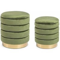 Set2 Pouf Container Darina Olive in Samt von BIZZOTTO