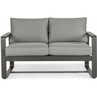 Bizzotto - Sofa Merrigan aus pulverbeschichtetem Aluminium für Garten und Veranda -Anthrazit / 2 Sitzer von BIZZOTTO