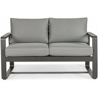 Sofa Merrigan aus pulverbeschichtetem Aluminium für Garten und Veranda -Anthrazit / 2 Sitzer von BIZZOTTO
