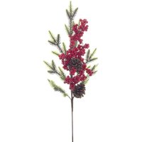 Zweig Jennie Berries Red C-Pine Cone H63Cm von BIZZOTTO