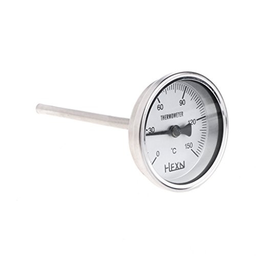 BIlinli Edelstahl Bimetall-Thermometer 1 / 4PT Gewinde L = 100mm 0~50 ~ 300 ℃ WSS-303 Temperaturmessgeräte Bimetall-Thermometer-Rohr-Thermometer von BIlinli