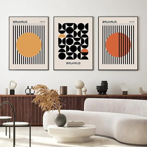 3Er-Set Bauhaus-Poster Geometrisch Abstrakt Minimalistisch Mitte Des Jahrhunderts Modern Leinwandgemälde Wandkunst Druck Bilder Wohnzimmer Heim Dekoration-30 * 40Cm/12 * 16 Zoll (Ungerahmt) von BIopLj