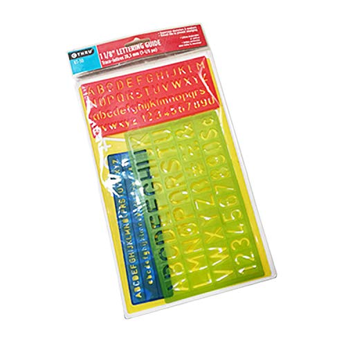Buchstabenschablonen aus Kunststoff, Alphabet-Schablone mit Buchstaben, Nummer, 4 Stück, Schriftführungen mit verschiedenen Farben und Größen von BJ-SHOP