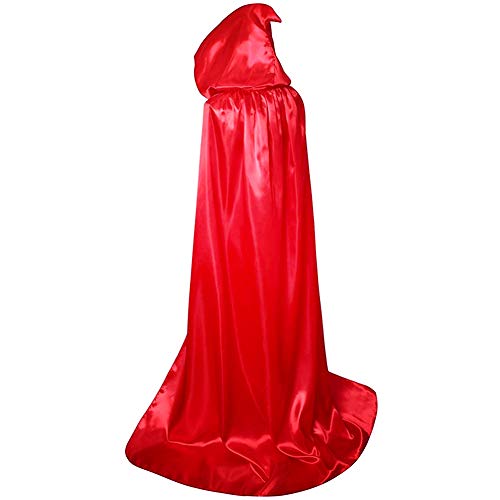 BJ-SHOP Halloween Umhange,Schwarzer Umhang Long Rot Cloak Unisex Robe Umhang fur Erwachsene Kinder von BJ-SHOP