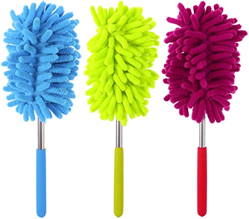 BJ-SHOP Microfibre Duster Hand Washable Dusting Brush with Telescopic Rod for Removing Dust and Stains on Windows and Furniture Pack of 3 Staubwedel von BJ-SHOP