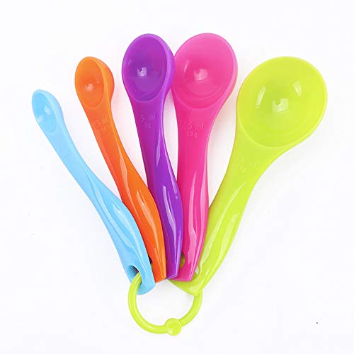 BJ-SHOP Plastic Colourful Measuring Spoons 5 Messlöffel in verschiedenen Größen und Farben for Kitchen Cooking Baking Dosing Aid LS von Beichi