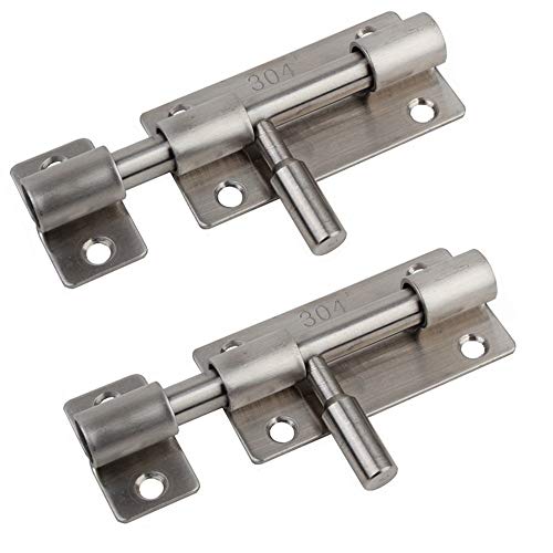 BJ-SHOP Schlossriegel, Slide Bolt 2er Pack Ideal für Badezimmer WC Gartentore & Schuppentüren (3 Zoll, Silber) von BJ-SHOP
