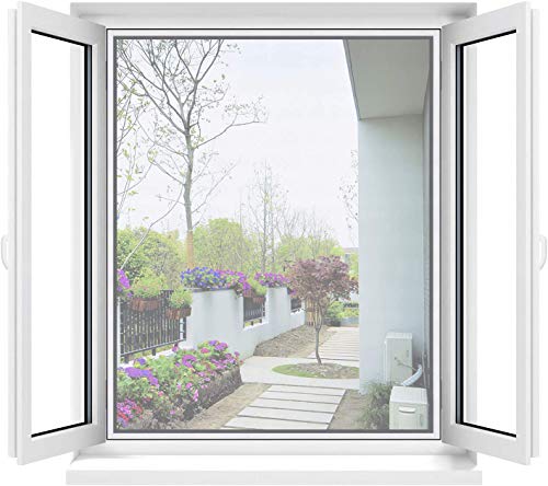 Fliegengitter Insektenschutzfenster Bildschirmfenster mit selbstklebenden Bändern für das Home Office Weiß (150x200 cm) BJ von BJ-SHOP