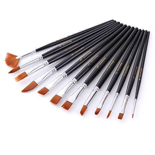 Pinsel Set,Multifunktionales Nylon Pinsel Kunst Multi-Shape Nylon Haar Malerei Pinsel fur Acryl Aquarell Ol Handwerk Rock Gesicht Malerei Pack von 12 Pinsel Set,Multifunktionales Nylon Pinsel Kunst Multi-Shape Nylon Haar Malerei Pinsel fur Acryl Aquarell Ol Handwerk Rock Gesicht Malerei Pack von 12 von BJ-SHOP