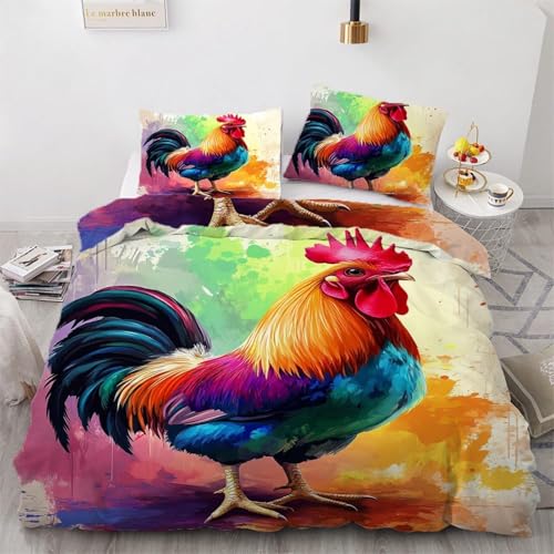 BJCJGGL Bettwäsche 135x200 Huhn Bettwäsche-Set mit Reißverschluss Schließung und 2 Kopfkissenbezug 80x80 cm - Weicher Atmungsaktive Mikrofaser Bettbezug für Kinder Mädchen BJCJGGL Bettwäsche 135x200 Huhn Bettwäsche-Set mit Reißverschluss Schließung und 2 Kopfkissenbezug 80x80 cm - Weicher Atmungsaktive Mikrofaser Bettbezug für Kinder Mädchen von BJCJGGL