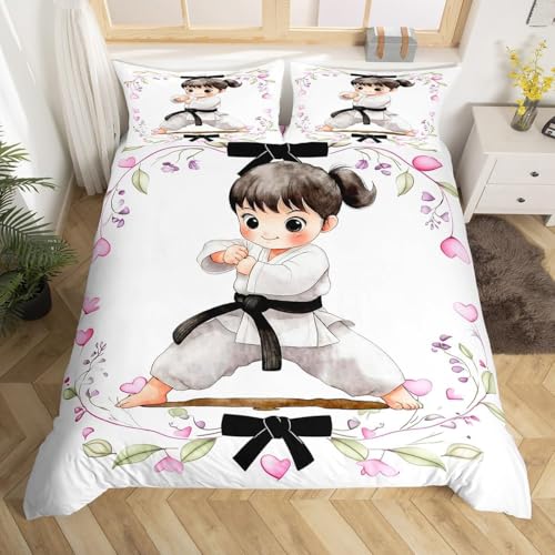 BJCJGGL Bettwäsche 135x200 Karate Bettwäsche-Set mit Reißverschluss Schließung und 2 Kopfkissenbezug 80x80 cm - Weicher Atmungsaktive Mikrofaser Bettbezug für Kinder Mädchen BJCJGGL Bettwäsche 135x200 Karate Bettwäsche-Set mit Reißverschluss Schließung und 2 Kopfkissenbezug 80x80 cm - Weicher Atmungsaktive Mikrofaser Bettbezug für Kinder Mädchen von BJCJGGL