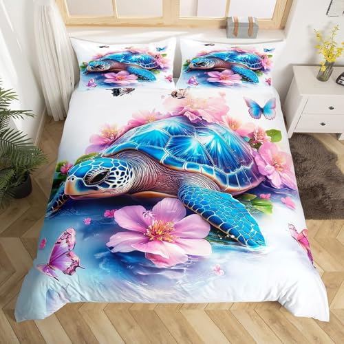BJCJGGL Bettwäsche 135x200 Meeresschildkröte Bettwäsche-Set mit Reißverschluss Schließung und 2 Kopfkissenbezug 80x80 cm - Weicher Atmungsaktive Mikrofaser Bettbezug für Kinder Mädchen BJCJGGL Bettwäsche 135x200 Meeresschildkröte Bettwäsche-Set mit Reißverschluss Schließung und 2 Kopfkissenbezug 80x80 cm - Weicher Atmungsaktive Mikrofaser Bettbezug für Kinder Mädchen von BJCJGGL