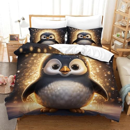 BJCJGGL Bettwäsche 135x200 Pinguin Bettwäsche-Set mit Reißverschluss Schließung und 2 Kopfkissenbezug 80x80 cm - Weicher Atmungsaktive Mikrofaser Bettbezug für Kinder Mädchen BJCJGGL Bettwäsche 135x200 Pinguin Bettwäsche-Set mit Reißverschluss Schließung und 2 Kopfkissenbezug 80x80 cm - Weicher Atmungsaktive Mikrofaser Bettbezug für Kinder Mädchen von BJCJGGL