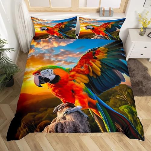 BJCJGGL Bettwäsche 135x200 Roter Papagei Bettwäsche-Set mit Reißverschluss Schließung und 2 Kopfkissenbezug 80x80 cm - Weicher Atmungsaktive Mikrofaser Bettbezug für Kinder Mädchen BJCJGGL Bettwäsche 135x200 Roter Papagei Bettwäsche-Set mit Reißverschluss Schließung und 2 Kopfkissenbezug 80x80 cm - Weicher Atmungsaktive Mikrofaser Bettbezug für Kinder Mädchen von BJCJGGL