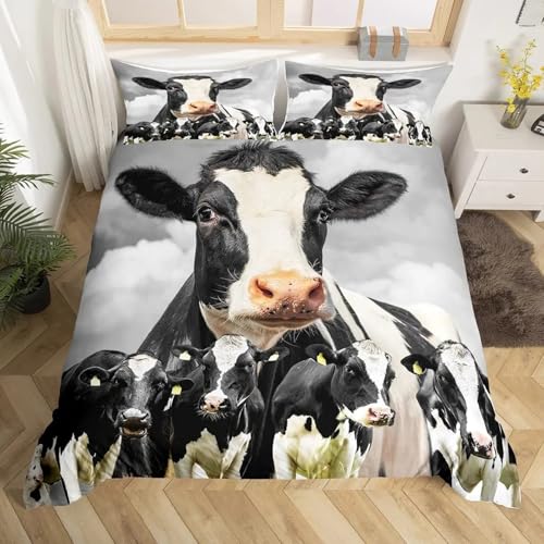 BJCJGGL Bettwäsche 135x200 Schwarze Kuh Bettwäsche-Set mit Reißverschluss Schließung und 2 Kopfkissenbezug 80x80 cm - Weicher Atmungsaktive Mikrofaser Bettbezug für Kinder Mädchen BJCJGGL Bettwäsche 135x200 Schwarze Kuh Bettwäsche-Set mit Reißverschluss Schließung und 2 Kopfkissenbezug 80x80 cm - Weicher Atmungsaktive Mikrofaser Bettbezug für Kinder Mädchen von BJCJGGL