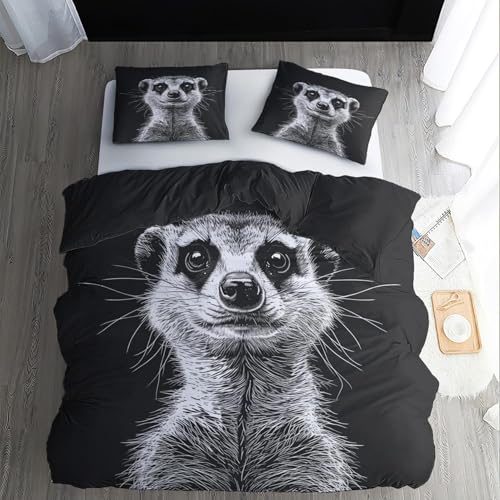 BJCJGGL Bettwäsche 135x200 Schwarzes ErdmäNnchen Bettwäsche-Set mit Reißverschluss Schließung und 2 Kopfkissenbezug 80x80 cm - Weicher Atmungsaktive Mikrofaser Bettbezug für Kinder Mädchen BJCJGGL Bettwäsche 135x200 Schwarzes ErdmäNnchen Bettwäsche-Set mit Reißverschluss Schließung und 2 Kopfkissenbezug 80x80 cm - Weicher Atmungsaktive Mikrofaser Bettbezug für Kinder Mädchen von BJCJGGL
