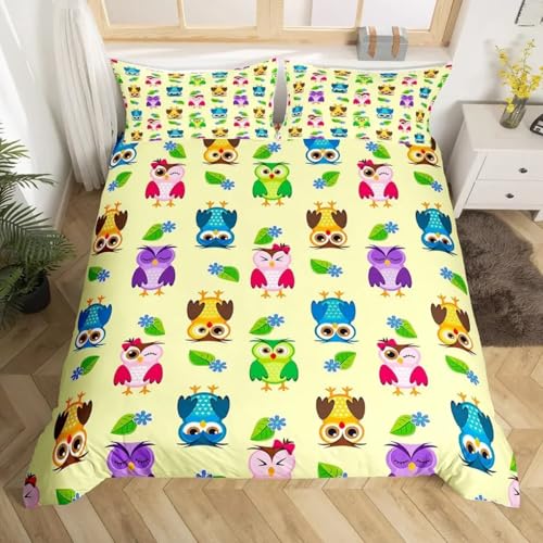 BJCJGGL Bettwäsche 135x200 SüßE Eule Bettwäsche-Set mit Reißverschluss Schließung und 2 Kopfkissenbezug 80x80 cm - Weicher Atmungsaktive Mikrofaser Bettbezug für Kinder Mädchen BJCJGGL Bettwäsche 135x200 SüßE Eule Bettwäsche-Set mit Reißverschluss Schließung und 2 Kopfkissenbezug 80x80 cm - Weicher Atmungsaktive Mikrofaser Bettbezug für Kinder Mädchen von BJCJGGL