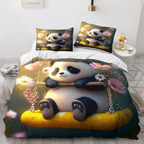 BJCJGGL Bettwäsche 135x200 SüßEr Panda Bettwäsche-Set mit Reißverschluss Schließung und 2 Kopfkissenbezug 80x80 cm - Weicher Atmungsaktive Mikrofaser Bettbezug für Kinder Mädchen BJCJGGL Bettwäsche 135x200 SüßEr Panda Bettwäsche-Set mit Reißverschluss Schließung und 2 Kopfkissenbezug 80x80 cm - Weicher Atmungsaktive Mikrofaser Bettbezug für Kinder Mädchen von BJCJGGL