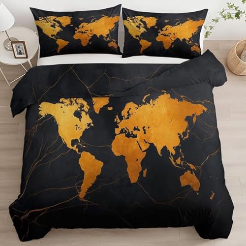 BJCJGGL Bettwäsche 135x200 Weltkarte Bettwäsche-Set mit Reißverschluss Schließung und 2 Kopfkissenbezug 80x80 cm - Weicher Atmungsaktive Mikrofaser Bettbezug für Kinder Mädchen BJCJGGL Bettwäsche 135x200 Weltkarte Bettwäsche-Set mit Reißverschluss Schließung und 2 Kopfkissenbezug 80x80 cm - Weicher Atmungsaktive Mikrofaser Bettbezug für Kinder Mädchen von BJCJGGL
