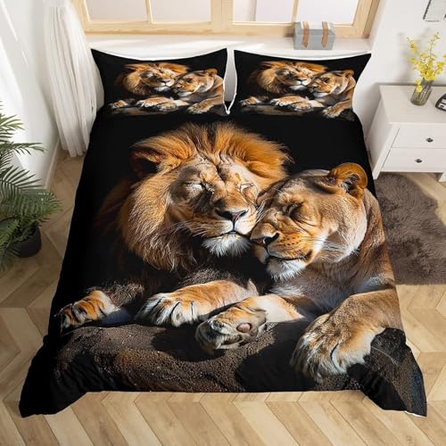 BJCJGGL Bettwäsche 155x220 Brauner Löwe Bettwäsche-Set mit Reißverschluss Schließung und 2 Kopfkissenbezug 80x80 cm - Weicher Atmungsaktive Mikrofaser Bettbezug für Kinder Mädchen BJCJGGL Bettwäsche 155x220 Brauner Löwe Bettwäsche-Set mit Reißverschluss Schließung und 2 Kopfkissenbezug 80x80 cm - Weicher Atmungsaktive Mikrofaser Bettbezug für Kinder Mädchen von BJCJGGL