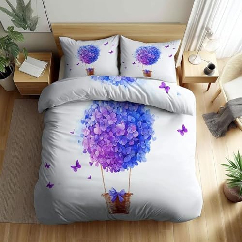 BJCJGGL Bettwäsche 155x220 Lila Heißluftballon Bettwäsche-Set mit Reißverschluss Schließung und 2 Kopfkissenbezug 80x80 cm - Weicher Atmungsaktive Mikrofaser Bettbezug für Kinder Mädchen BJCJGGL Bettwäsche 155x220 Lila Heißluftballon Bettwäsche-Set mit Reißverschluss Schließung und 2 Kopfkissenbezug 80x80 cm - Weicher Atmungsaktive Mikrofaser Bettbezug für Kinder Mädchen von BJCJGGL