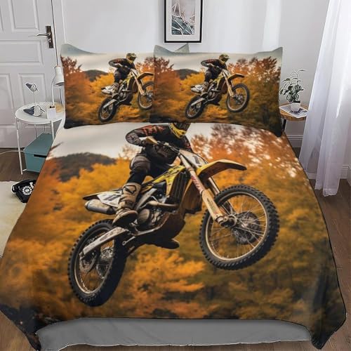 BJCJGGL Bettwäsche 155x220 Motocross Bettwäsche-Set mit Reißverschluss Schließung und 2 Kopfkissenbezug 80x80 cm - Weicher Atmungsaktive Mikrofaser Bettbezug für Kinder Mädchen BJCJGGL Bettwäsche 155x220 Motocross Bettwäsche-Set mit Reißverschluss Schließung und 2 Kopfkissenbezug 80x80 cm - Weicher Atmungsaktive Mikrofaser Bettbezug für Kinder Mädchen von BJCJGGL
