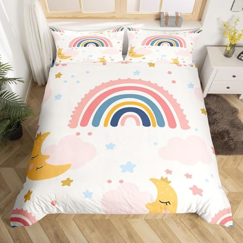 BJCJGGL Bettwäsche 155x220 Regenbogen Bettwäsche-Set mit Reißverschluss Schließung und 2 Kopfkissenbezug 80x80 cm - Weicher Atmungsaktive Mikrofaser Bettbezug für Kinder Mädchen BJCJGGL Bettwäsche 155x220 Regenbogen Bettwäsche-Set mit Reißverschluss Schließung und 2 Kopfkissenbezug 80x80 cm - Weicher Atmungsaktive Mikrofaser Bettbezug für Kinder Mädchen von BJCJGGL