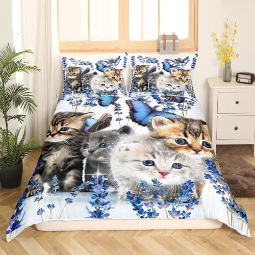 BJCJGGL Bettwäsche 155x220 SüßE Katze Bettwäsche-Set mit Reißverschluss Schließung und 2 Kopfkissenbezug 80x80 cm - Weicher Atmungsaktive Mikrofaser Bettbezug für Kinder Mädchen BJCJGGL Bettwäsche 155x220 SüßE Katze Bettwäsche-Set mit Reißverschluss Schließung und 2 Kopfkissenbezug 80x80 cm - Weicher Atmungsaktive Mikrofaser Bettbezug für Kinder Mädchen von BJCJGGL