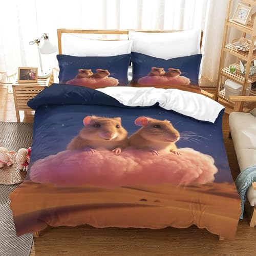 BJCJGGL Bettwäsche 155x220 SüßEr Hamster Bettwäsche-Set mit Reißverschluss Schließung und 2 Kopfkissenbezug 80x80 cm - Weicher Atmungsaktive Mikrofaser Bettbezug für Kinder Mädchen BJCJGGL Bettwäsche 155x220 SüßEr Hamster Bettwäsche-Set mit Reißverschluss Schließung und 2 Kopfkissenbezug 80x80 cm - Weicher Atmungsaktive Mikrofaser Bettbezug für Kinder Mädchen von BJCJGGL