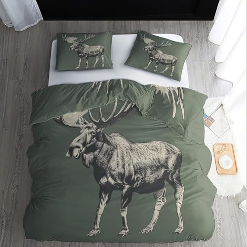 BJCJGGL Bettwäsche 200x220 DunkelgrüNer Elch Bettwäsche-Set mit Reißverschluss Schließung und 2 Kopfkissenbezug 80x80 cm - Weiche Angenehme Mikrofaser Bettbezug für Erwachsene Kinder BJCJGGL Bettwäsche 200x220 DunkelgrüNer Elch Bettwäsche-Set mit Reißverschluss Schließung und 2 Kopfkissenbezug 80x80 cm - Weiche Angenehme Mikrofaser Bettbezug für Erwachsene Kinder von BJCJGGL